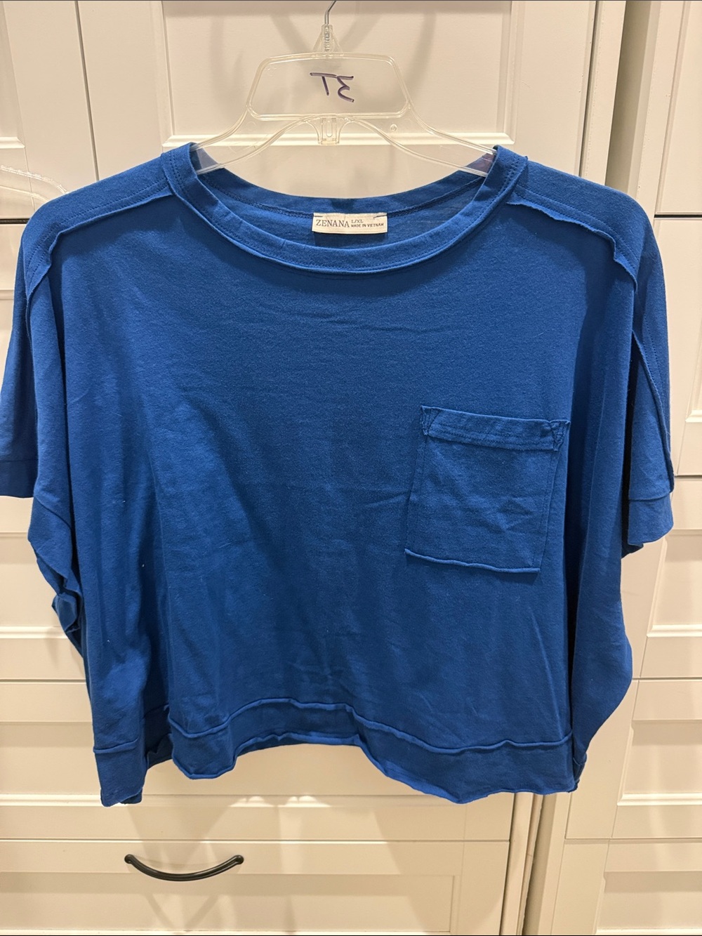 Zenana Outfitters Royal Blue Short Sleeve Pocket Tee - Women's Boxy Crew
